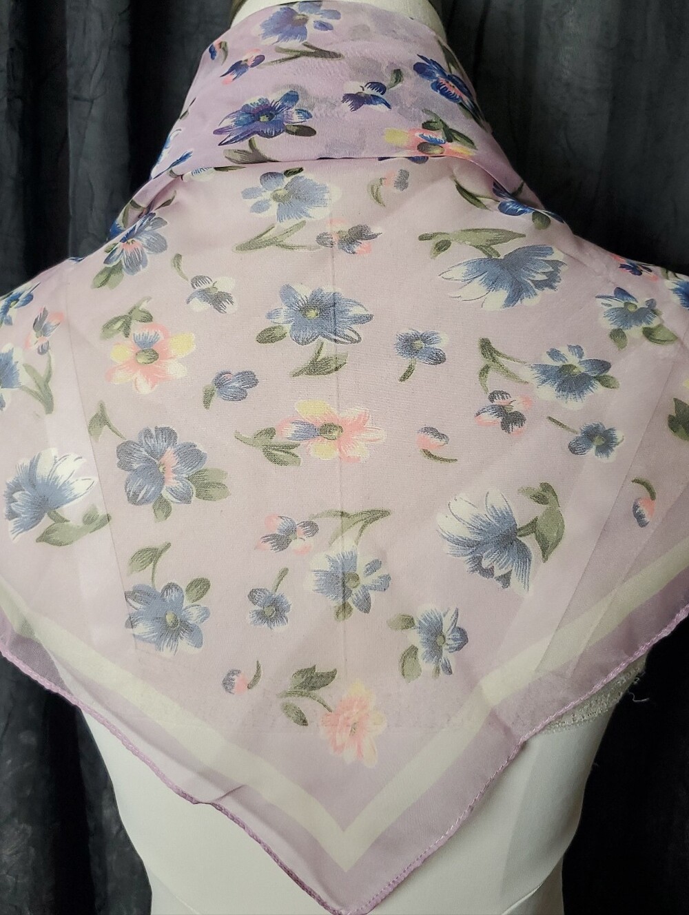 Share Vintage Scarf PURPLE FLORAL Sheer Chiffon BERKSHIRE Made in India 20" Squa